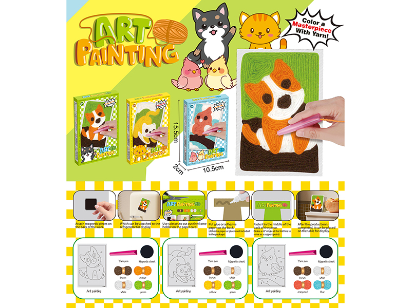 621-60ABC &nbsp;&nbsp;Woolen painting & Refrigerator sticker (Cat, dog and bird)