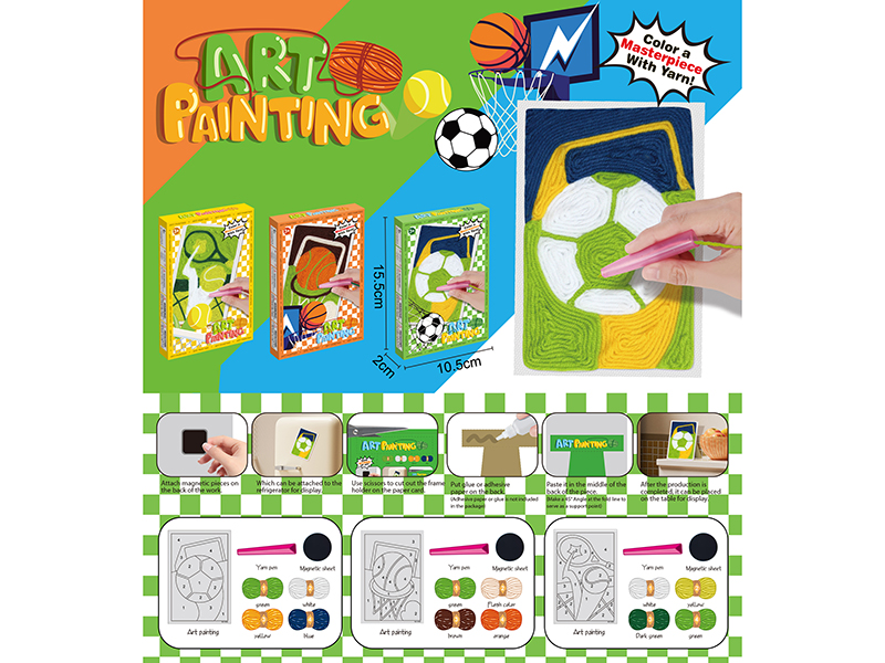 621-65ABC &nbsp;&nbsp;Woolen painting & Refrigerator sticker (Soccer, basketball and tennis)