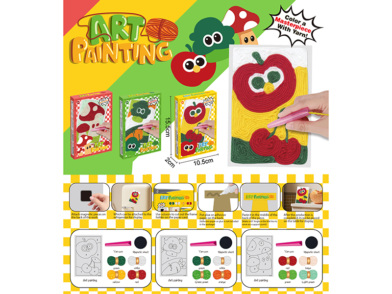 621-62ABC &nbsp;&nbsp;Woolen painting & Refrigerator sticker (Apple Broccoli mushroom)